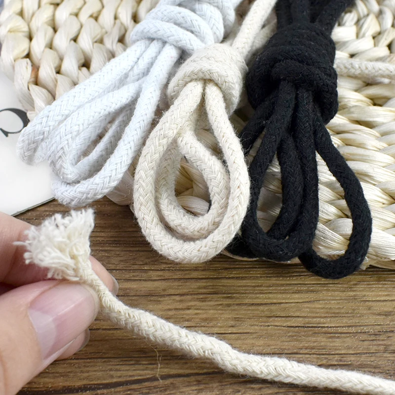 Cordon en coton torsadé, 10/20M, 4/6/8/10mm, 16 actions, pour sac à coudre, vêtements, Textile de maison, cordons en macramé, accessoires de bricolage