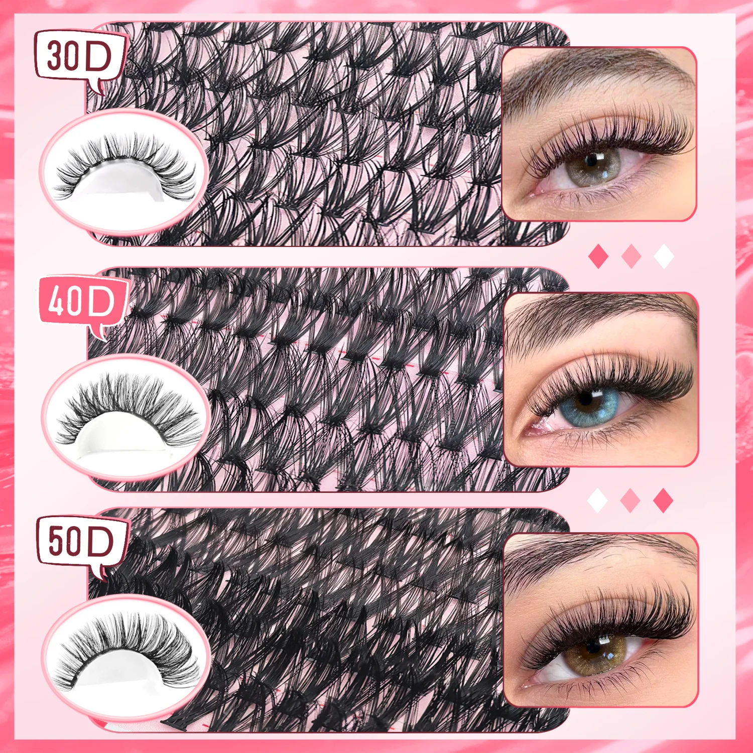 DIY 속눈썹 연장 키트 740개 속눈썹 클러스터, 속눈썹 본드 및 실러 리무버 포함, 자연스러운 속눈썹 연장 키트