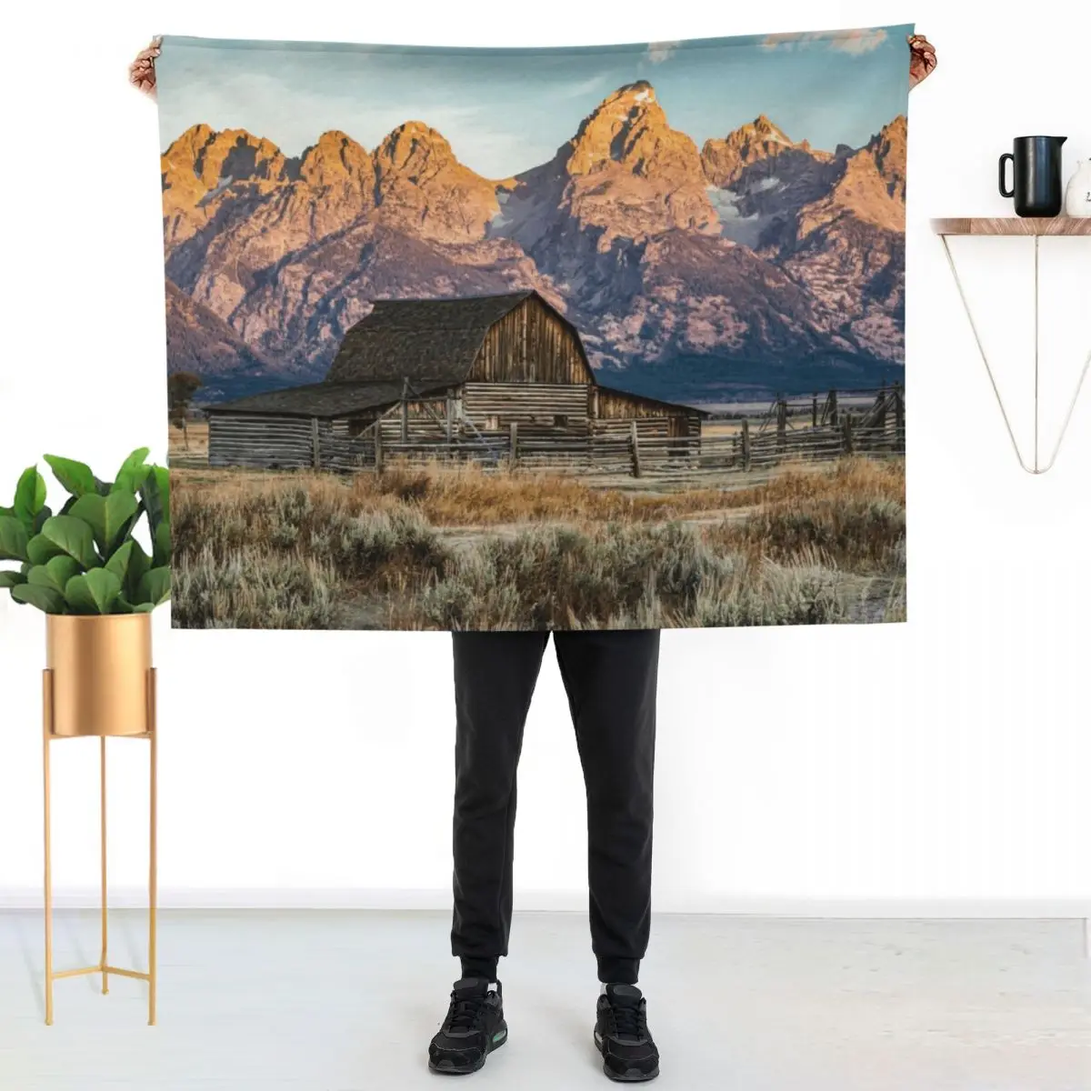 

Grand Teton National Park - Moulton Barn Throw Blanket Durable Warm Blanket for Daily Home Use