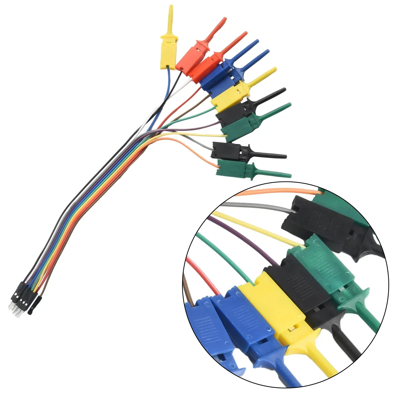 Logic Analyzer Male Cable Clip Probe Test  Probe 25cm 10 Needle Hook Clamp Kit 5 Color Multimeter Test Leads Measurement Parts