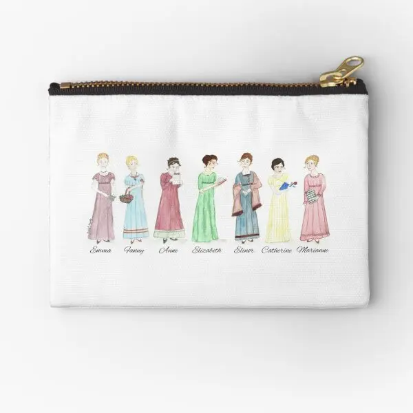 Jane Austen Heroines  Zipper Pouches Storage Pocket Key Packaging Men Bag Wallet Socks Women Panties Cosmetic Pure Coin