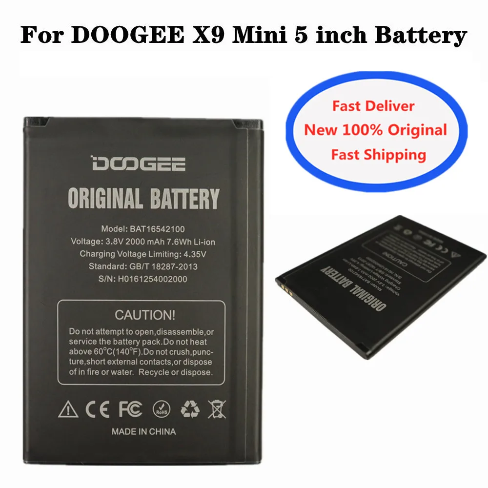 New 2000mAh BAT16542100 Battery For DOOGEE X9 Mini 5 inch Phone Replacement Batterie Bateria Batteries