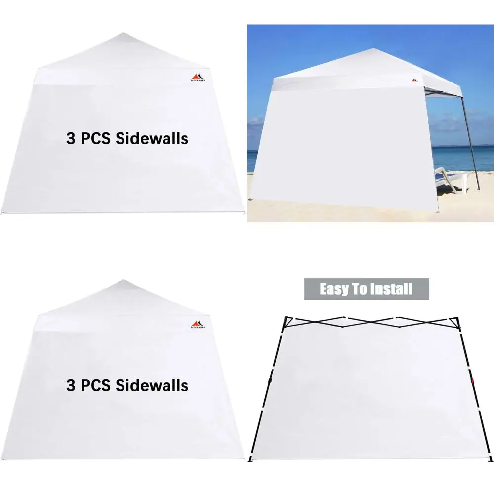 

White 3-Piece SunWall for 10x10ft Slanted Leg Canopy Frame