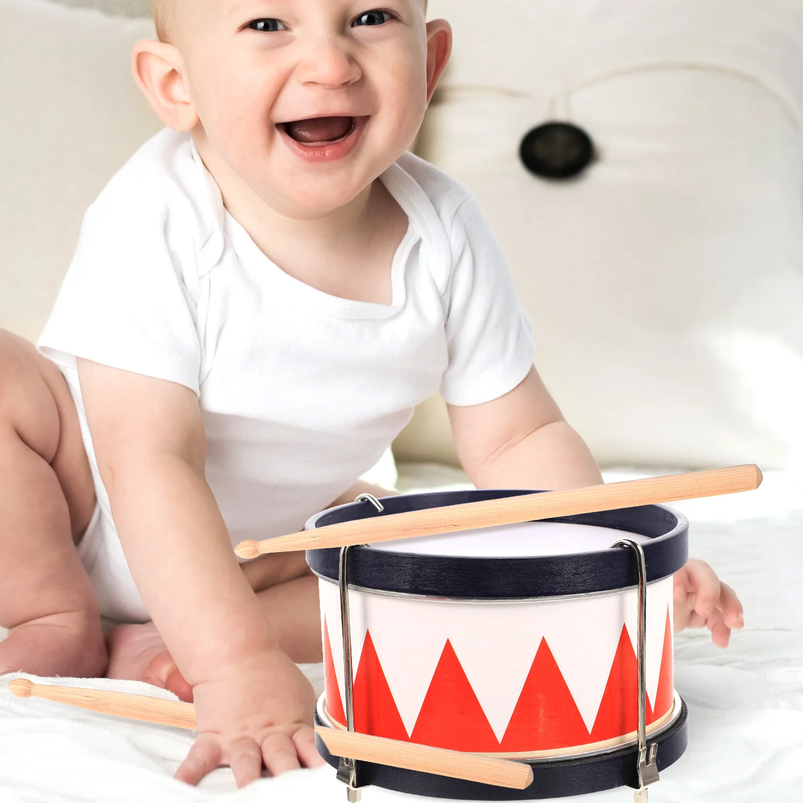 Snare Drum Kids Toys Metal Percussion Instruments Drumsticks Wood for Baby Music