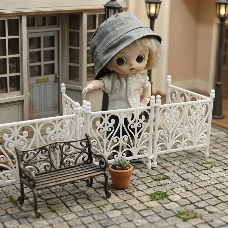 Miniature Dollhouse Carved Guardrail Fence Realistic Texture Model DIY Ornament for Fairy Garden Bonsai Decor