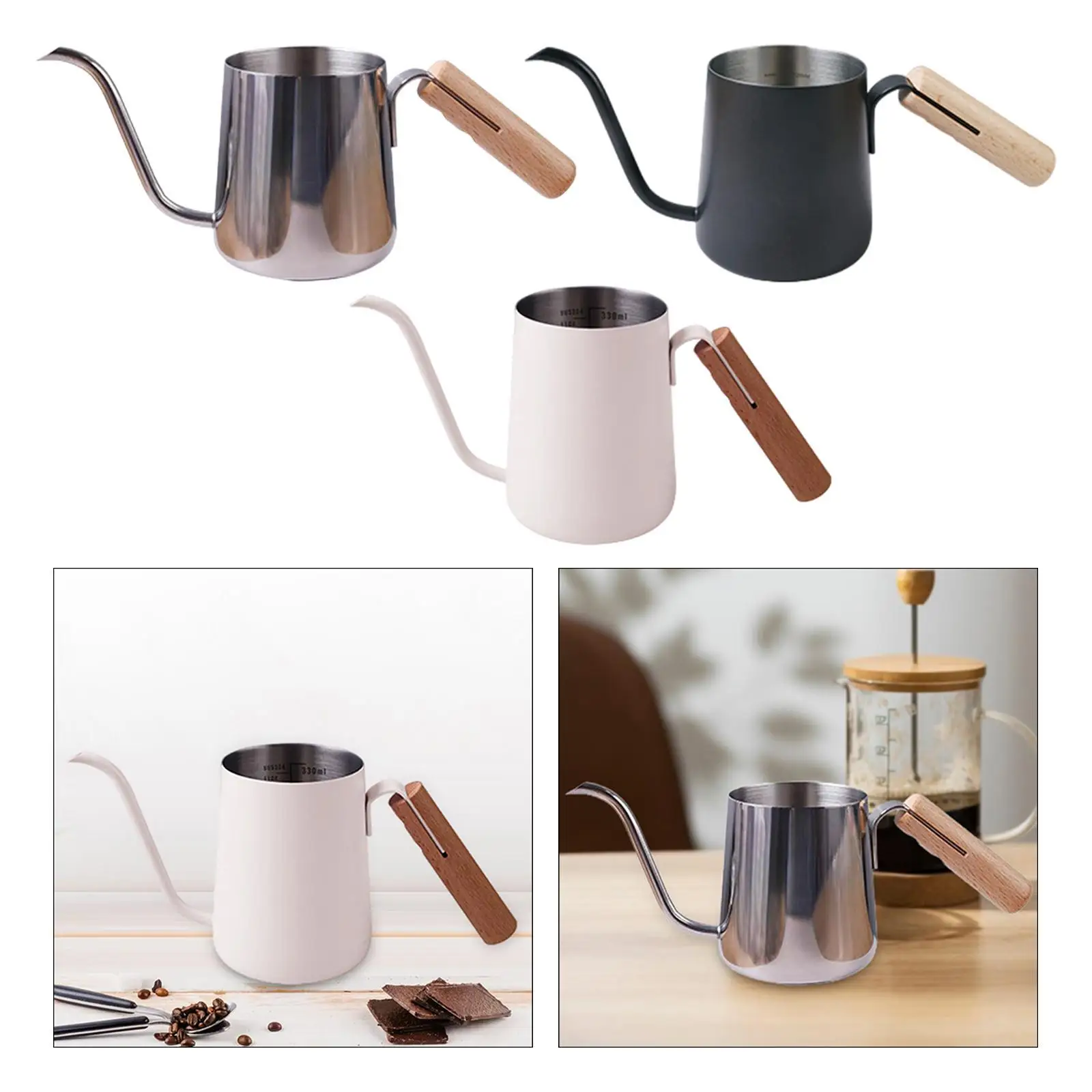 

Капельная кофеварка с чайником емкостью 250 мл, носиком с деревянной ручкой и защитой от горячего 4 мм, гусиной шеей