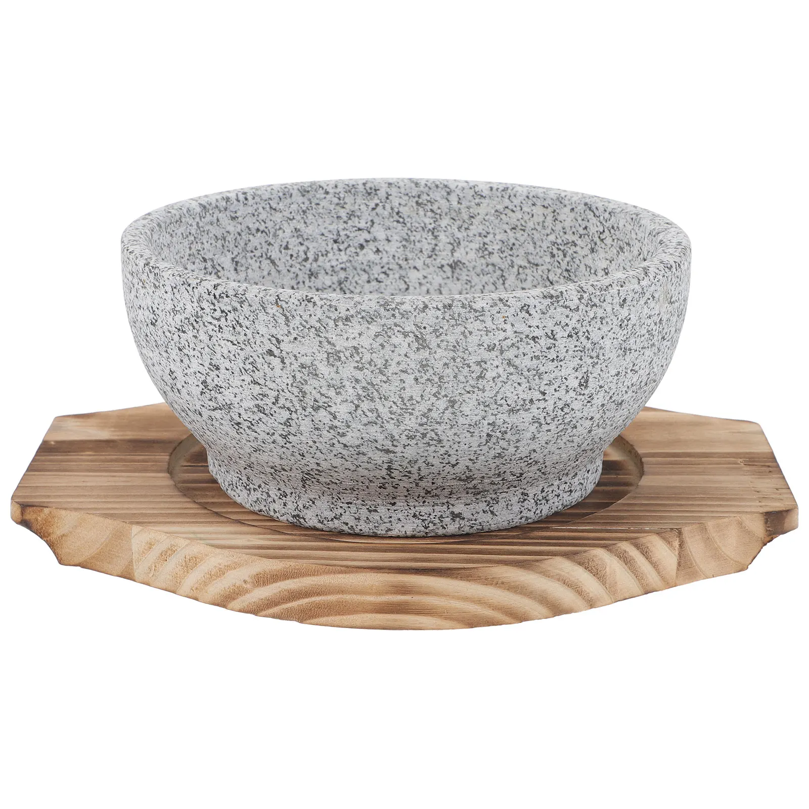 

Stone Pot Set Korean Cuisine Bibimbap Soup Rice Wood Tray Korean Bowl Serving Kitchen Supply Baking Pan