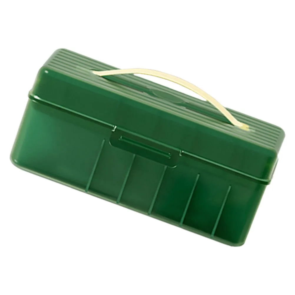 

Portable Power Bank Storage Box 2 Layer Large Capacity Handheld Charging Cable Organizer Green Office Use Cord