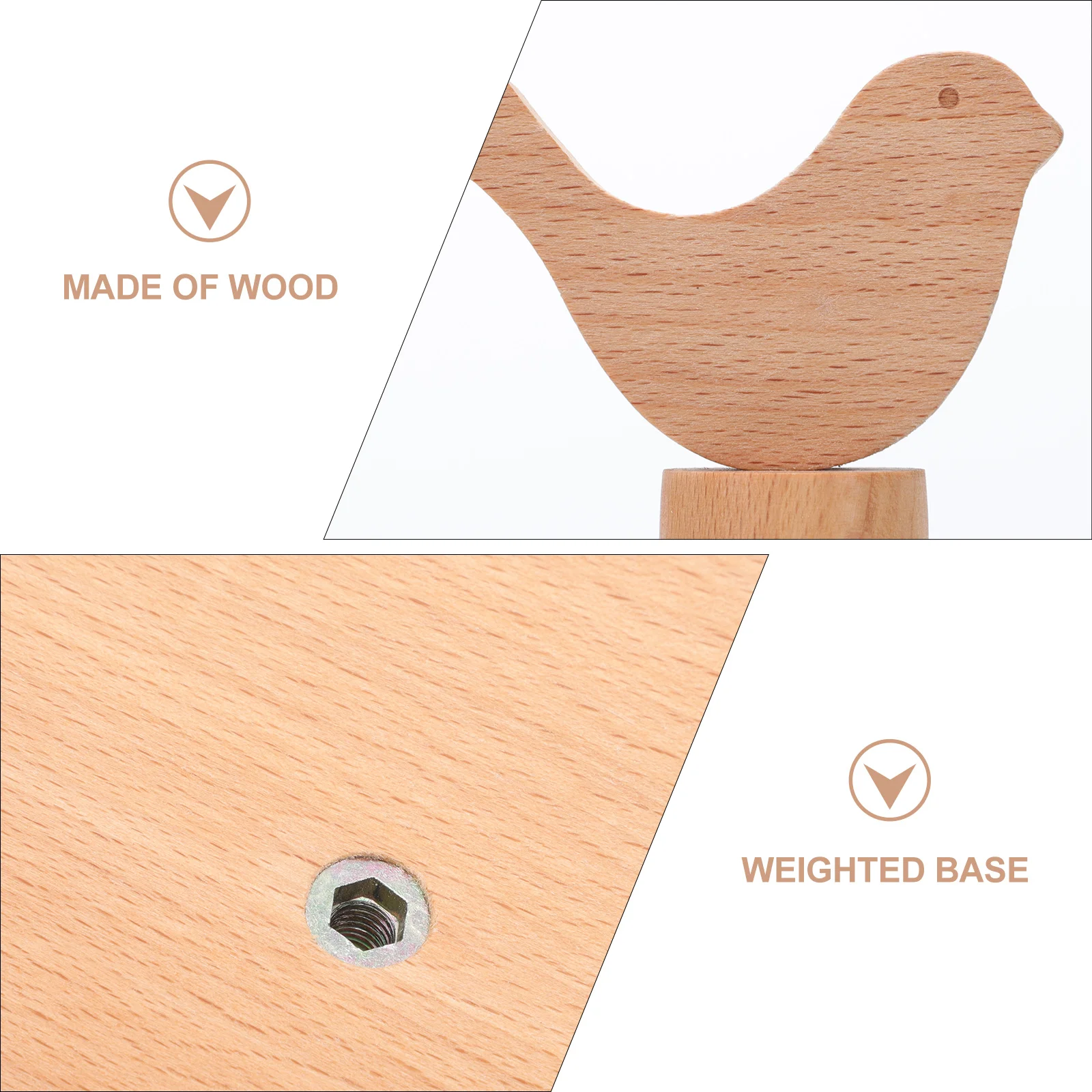 

1pc Wooden Paper Towel Holder Natural Wood Sturdy Weighted Base Upright Roll Stand Kitchen Supply Vertical Paper Rack Household