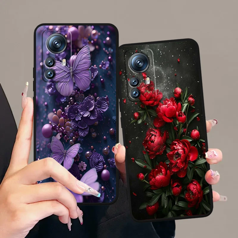 Flower Mysterious Fashion Cool For Xiaomi Mi Poco F5 F4 F3 X6 X5 X4 X3 M6 M5 M5S M4 M3 C65 Pro GT NFC 5G Black Funda Phone Case