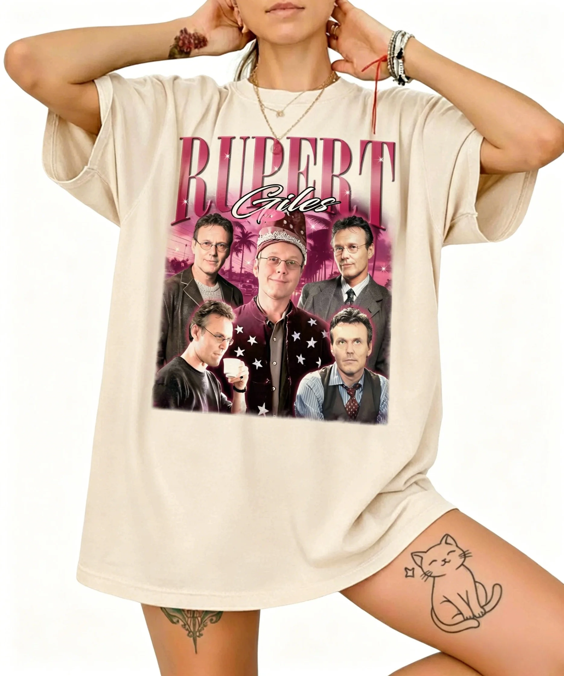 Rupert Giles Buffy The Vampire Slayer Retro T-shirt 2026 Summer Men's Women's Extra Large Sportswear Retro Cotton Y2k Style