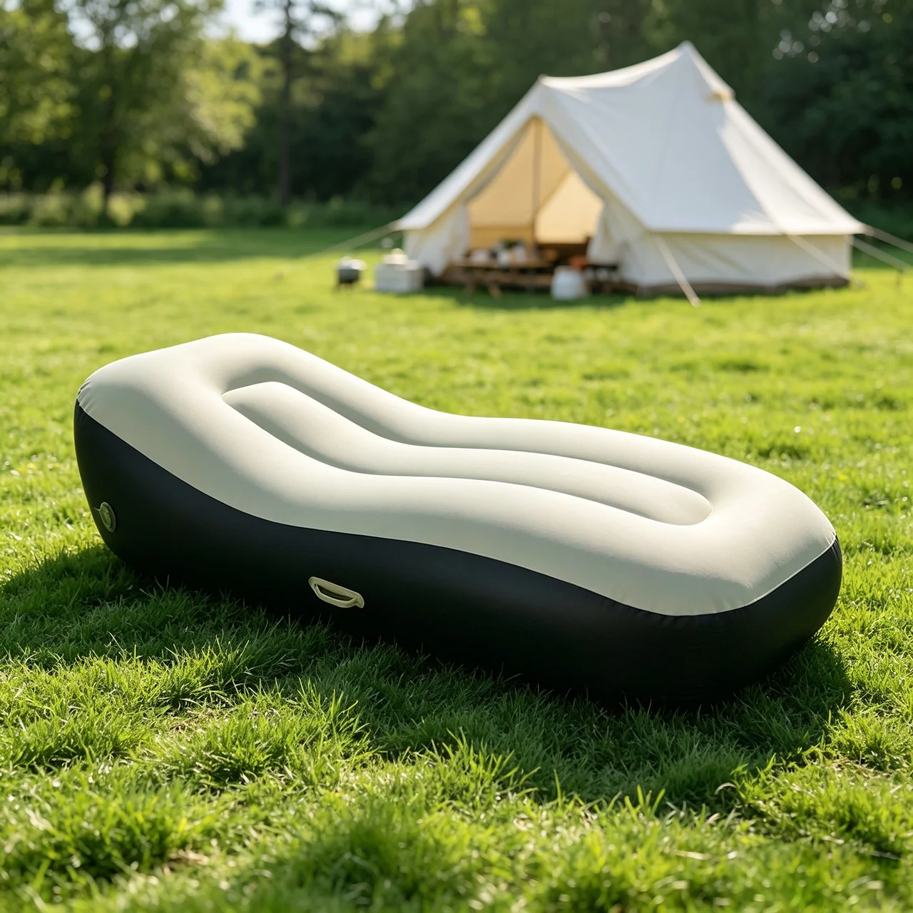 Pvc Inflatable Lazy Sofa Lounge Chair, S-Shaped Ergonomic Flocked Pvc Portable Air Bed, Suitable for Outdoor Camping, Patio, and Indoor Home Use