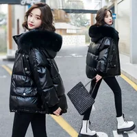 2026 Winter Fashion New Warm Duck Down Jacket Women's Clothes Glossy Fur collar Thicken Parka Short Down Coat Female Trend 5