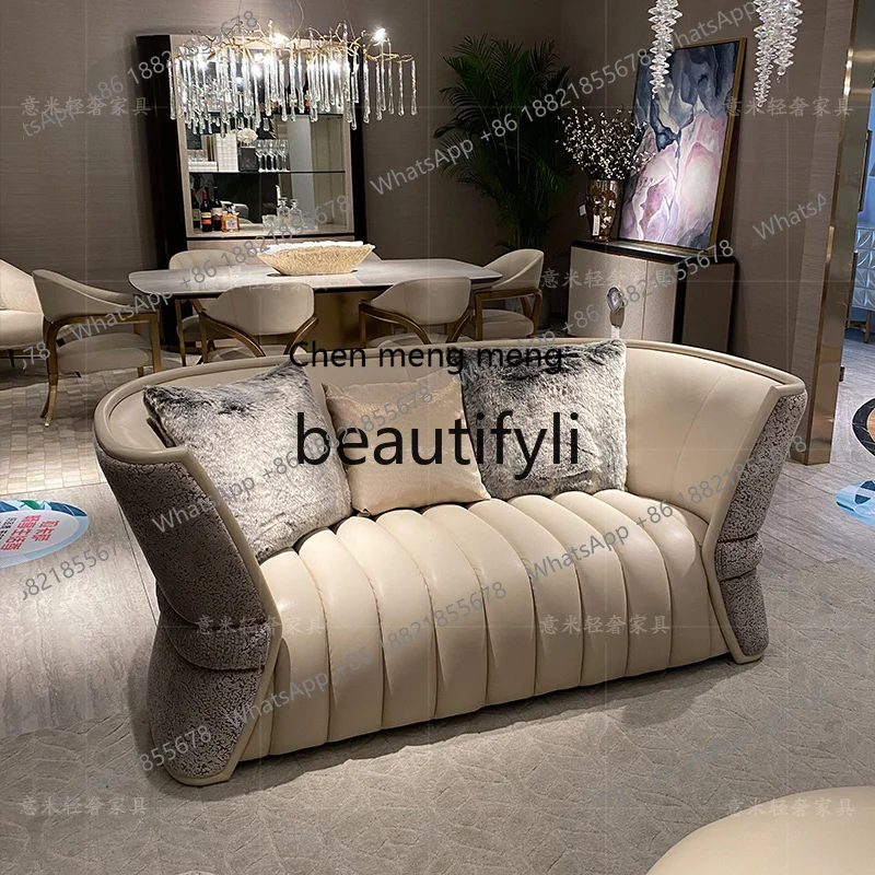 Small waist sofa Italian light luxury high-end villa living room furniture modern simple leather cloth customization