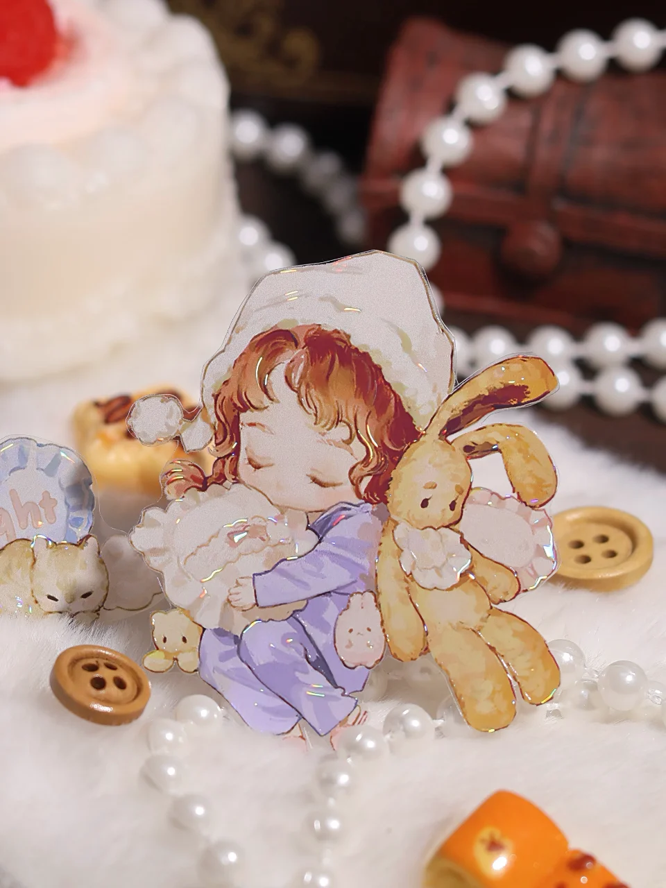 PET Shell Light Cute Girl Character Tape Brown Fairy Tale Washi Sticker for Journal Scrapbooking DIY Craft Decoration