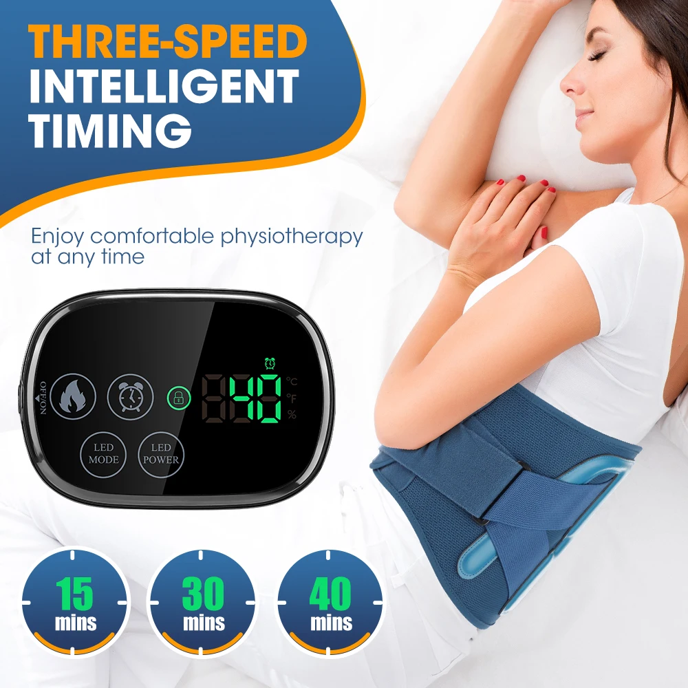 충전식 660nm 850nm 적외선 히팅 허리 지지대 요추 마사지 벨트 (적색광 테라피 포함)