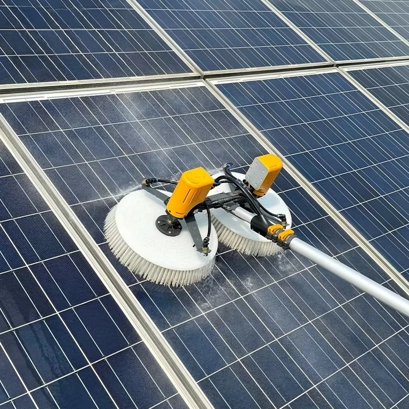 Solar Photovoltaic Panel Cleaner Electric Rotating Double Head Solar Panel Cleaning Brush
