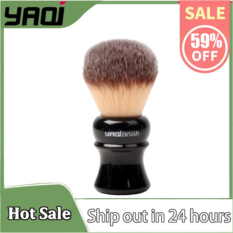 

YAQI 24mm Black Handle Yellow Synthetic Hair Knot Mens Wet Shaving Brush for Home/Holiday Use