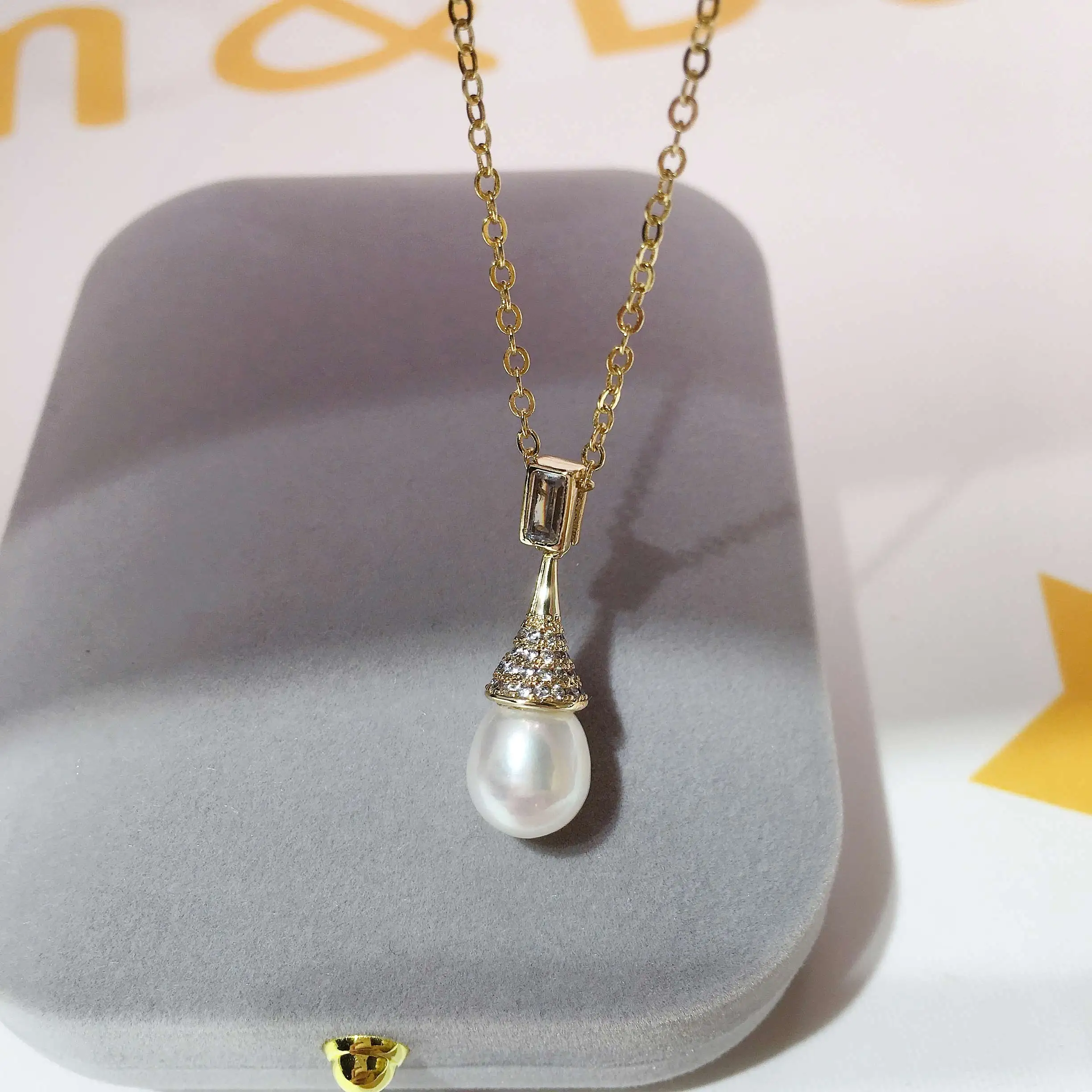 ZHBORUIN 2024 New Simple Water Drop Pearl Pendant 100% Real Natural Freshwater Pearl Necklace Silver Gold Color Jewelry Woman