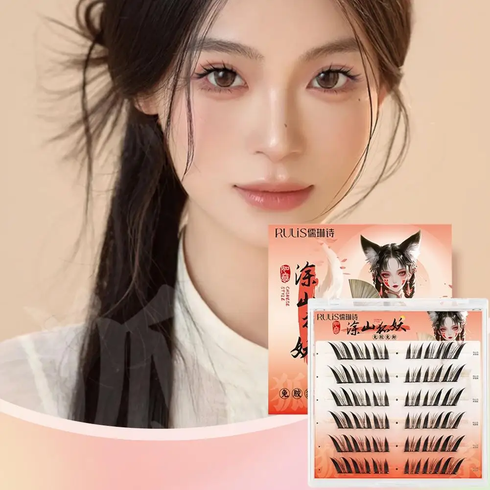 Pestañas postizas sin pegamento, aspecto Natural, Manga, pestañas oblicuas, pestañas DIY segmentadas, falsas voladoras Y9Y3
