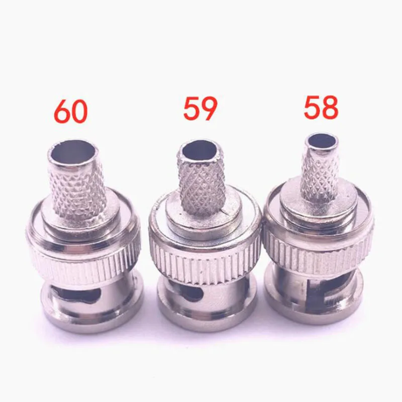 BNC colokan adaptor konektor tipe Crimp Male untuk CCTV audio BNC konektor Coupler wanita RG58 RG59 RG60 kabel