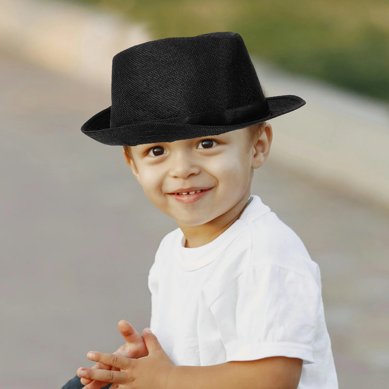 

Dance Performance Kids Fedora Hats for Fedora Hats For Kids Boys Girls Black Top Cotton Material Stage Show Wear