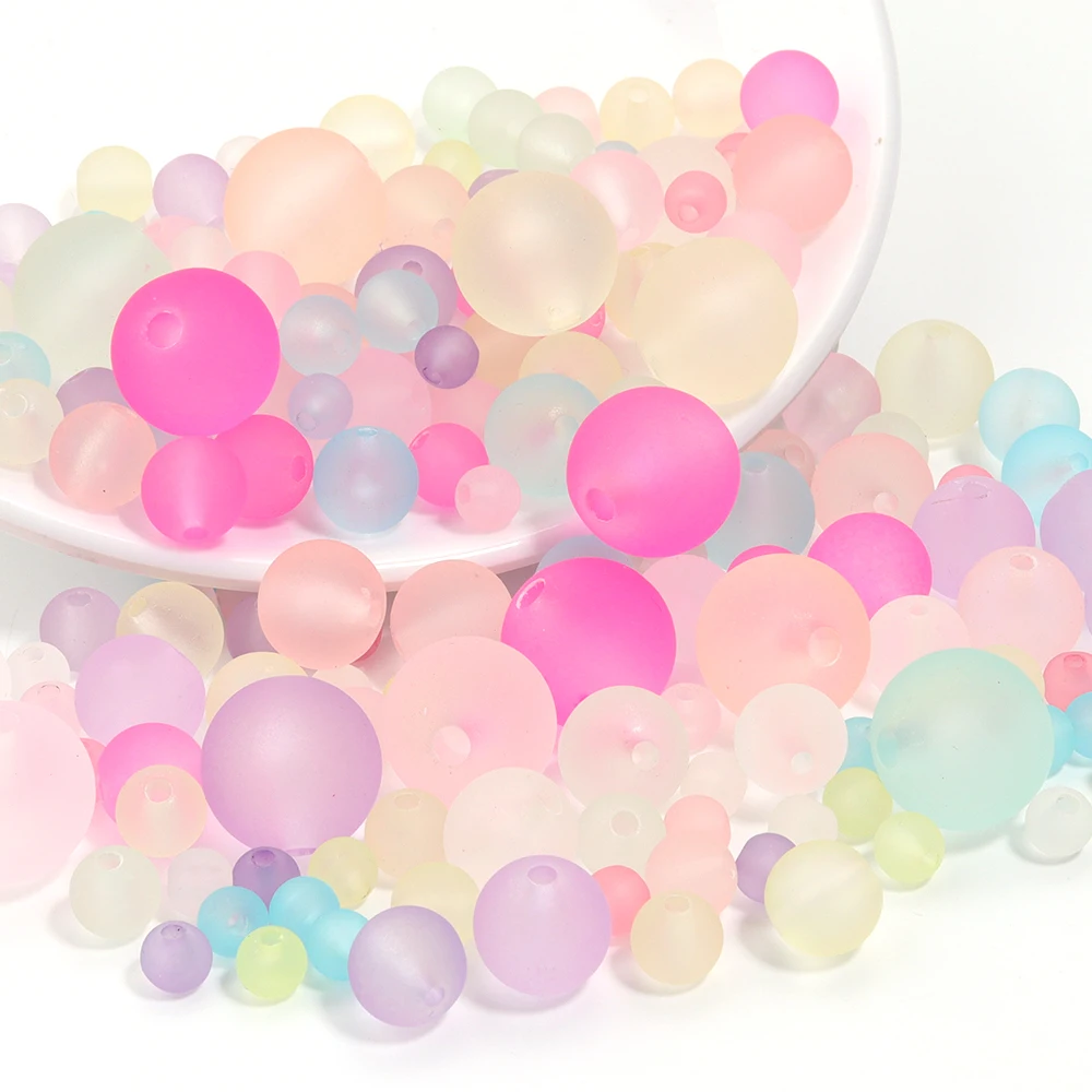 30-100 Teile/los 6-16mm Bunte Acryl Perlen Runde Matte Spacer Lose Perlen Für Schmuck Machen Armband halskette Diy Zubehör