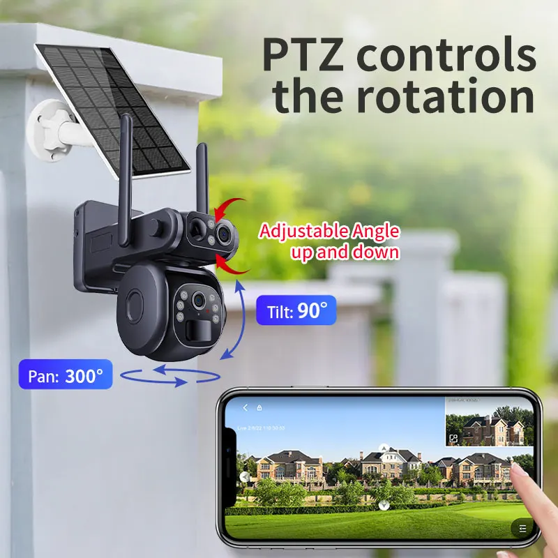 4MP Dual Lens Ubox APP  Solar Power WIFI / 4G  IP Dome Camera Full Color AI Humanoid Detection Home Security CCTV Baby Monitor