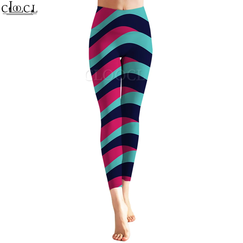 CLOOCL – Leggings de Yoga pour femmes, pantalon serré tricolore, imprimé de motifs courbes, vêtements de sport Sexy, Y2k, nouvelle collection 2022