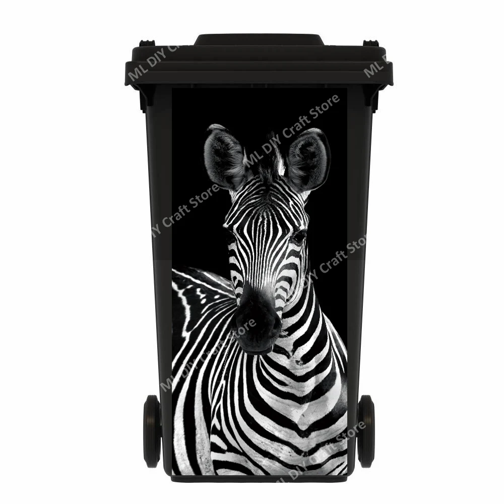 Elephant Gorilla Fox Trash Can Sticker Cover Realistic Animals Outdoor Waterproof Garbage Bin Stickers Poubelle Exterieure