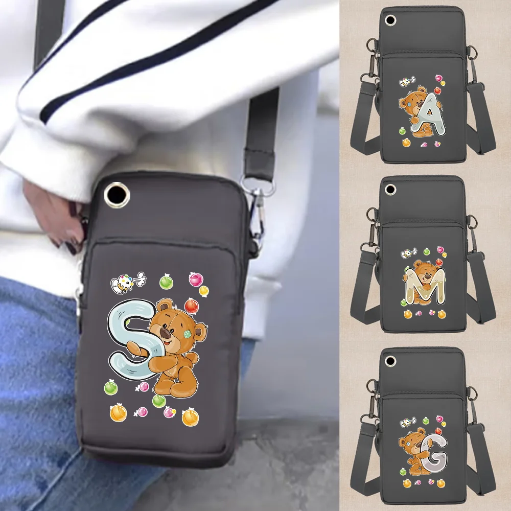 2026 Mobile Phone Bag Shoulder Bags Wallets Arm Pack Apple/Huawei/Samsung Universal Cell Phone Storage Packet Bear Letter Print
