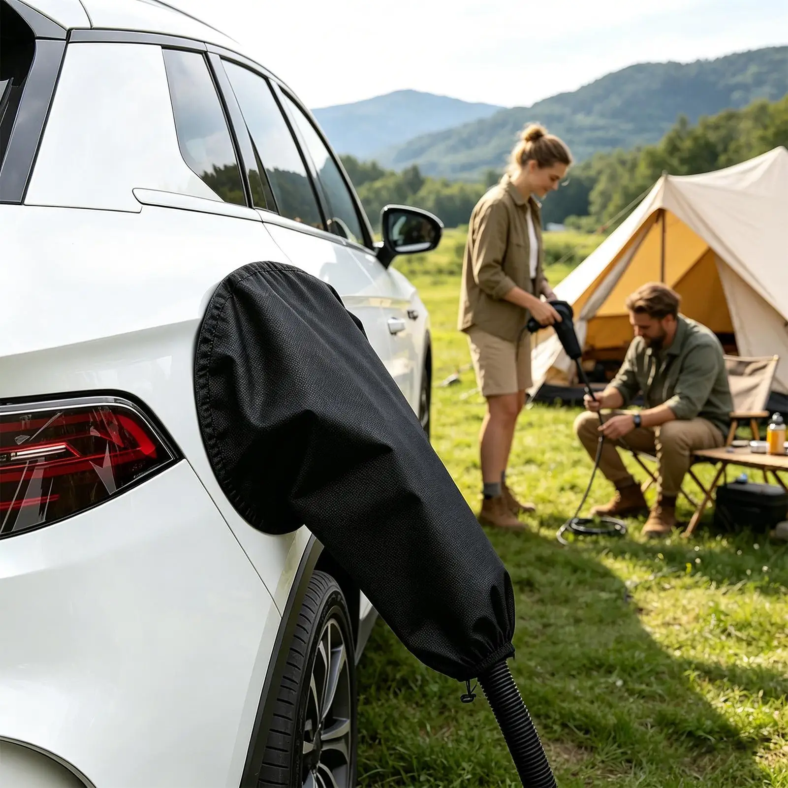 

EV Charger Cover PVC Adjustable Electric Vehicle Charging Port Protector for Road Trip Outing Traveling Camping Outdoor