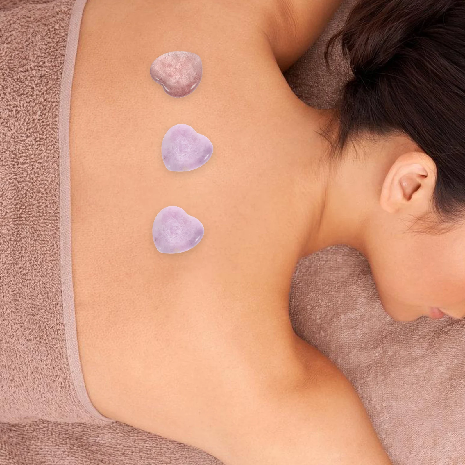 

3Pcs Thumb Massage Stones Heart Shaped Natural Crystal Relaxing Stress Relief Home Decor Worry Stones Portable