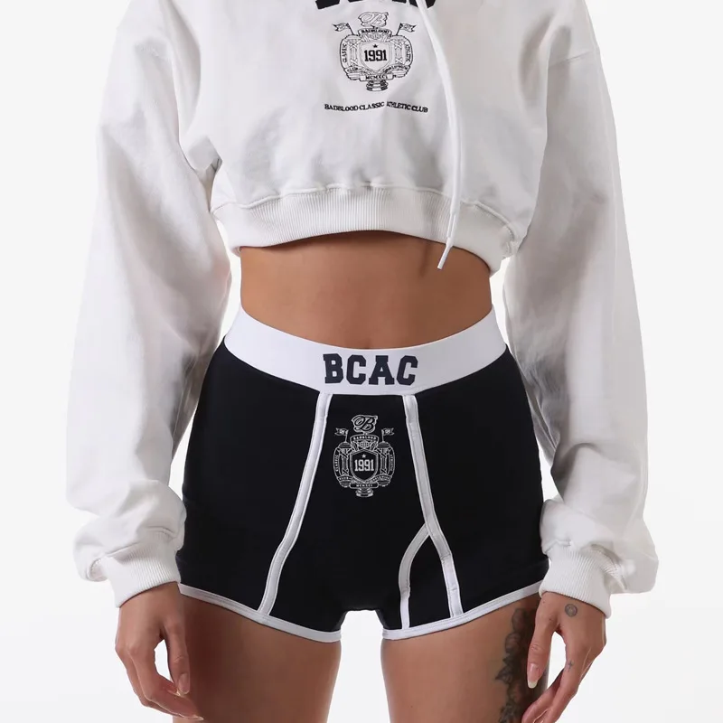 badbloodWomen's Underwear Embroidered Letter Ribbon Wide-Brimmed Sports Hop Outerwear Fitness Shorts Boxers