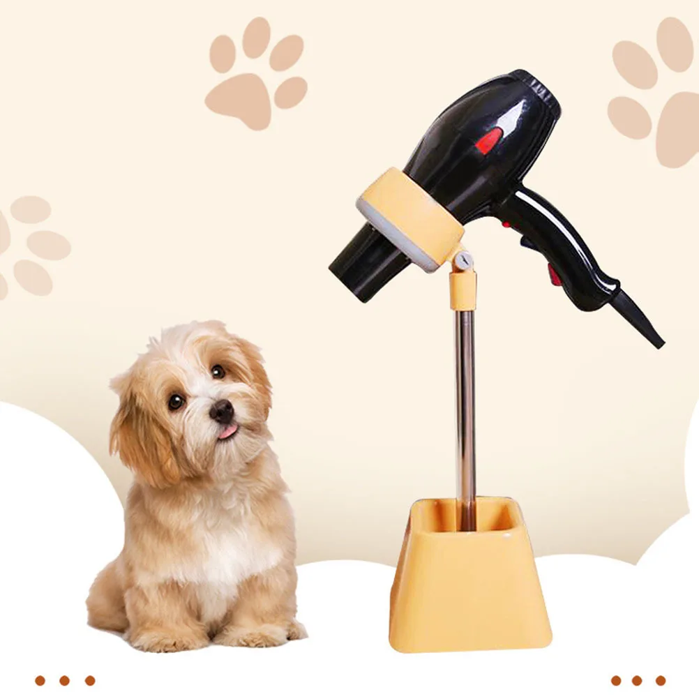 

Pet Hair Dryer Holder 180 Degrees Rotation Hands Free Stand Organizer Compact Stainless Steel Base Yellow Pet Hair Dryer Stand