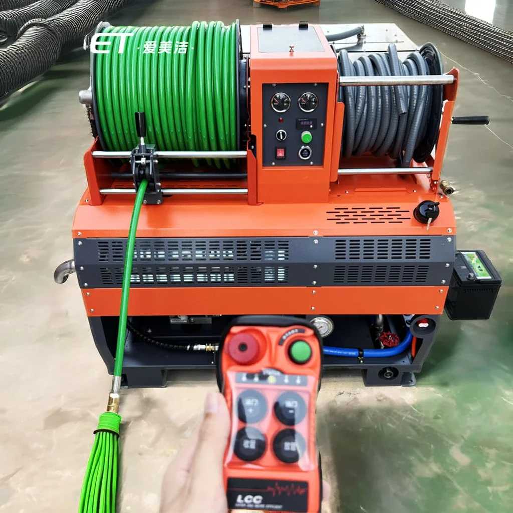 AMJET Sewage Cleaning Machine with a Capacity of 180bar and a Flow Rate of 65 Liters Per Minute, Suitable for Pipeline Dredging