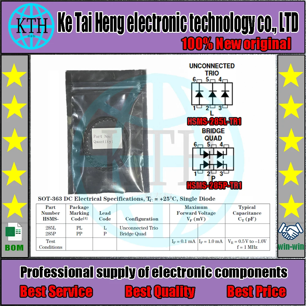 10 قطعة/الوحدة HSMS-285L HSMS-285P sot363 SC70 HSMS-285L-TR1 HSMS-285P-TR1 جديد TR1G