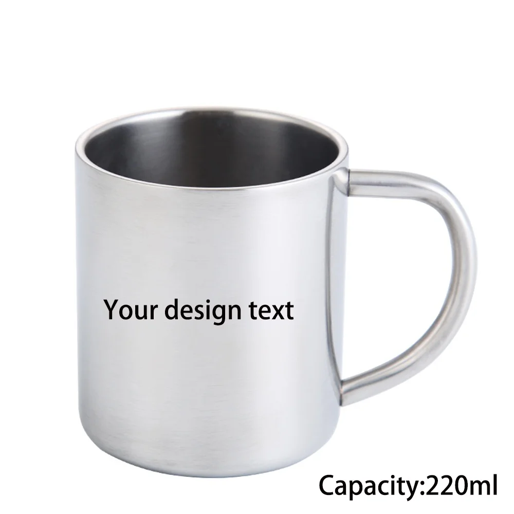 220 ml/300 ml Personaliseer FOTO Roestvrijstalen mok Exclusieve aangepaste koffiekop Campingmok Metalen beker Draagbare melkkop Cadeau
