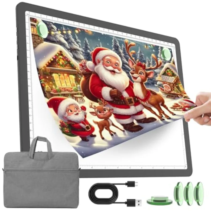 

Rechargeable A4 Light Pad with Carry Bag for Diamond Painting Ultra Bright Tracing Light Box for Drawing Wireless Lightbox for