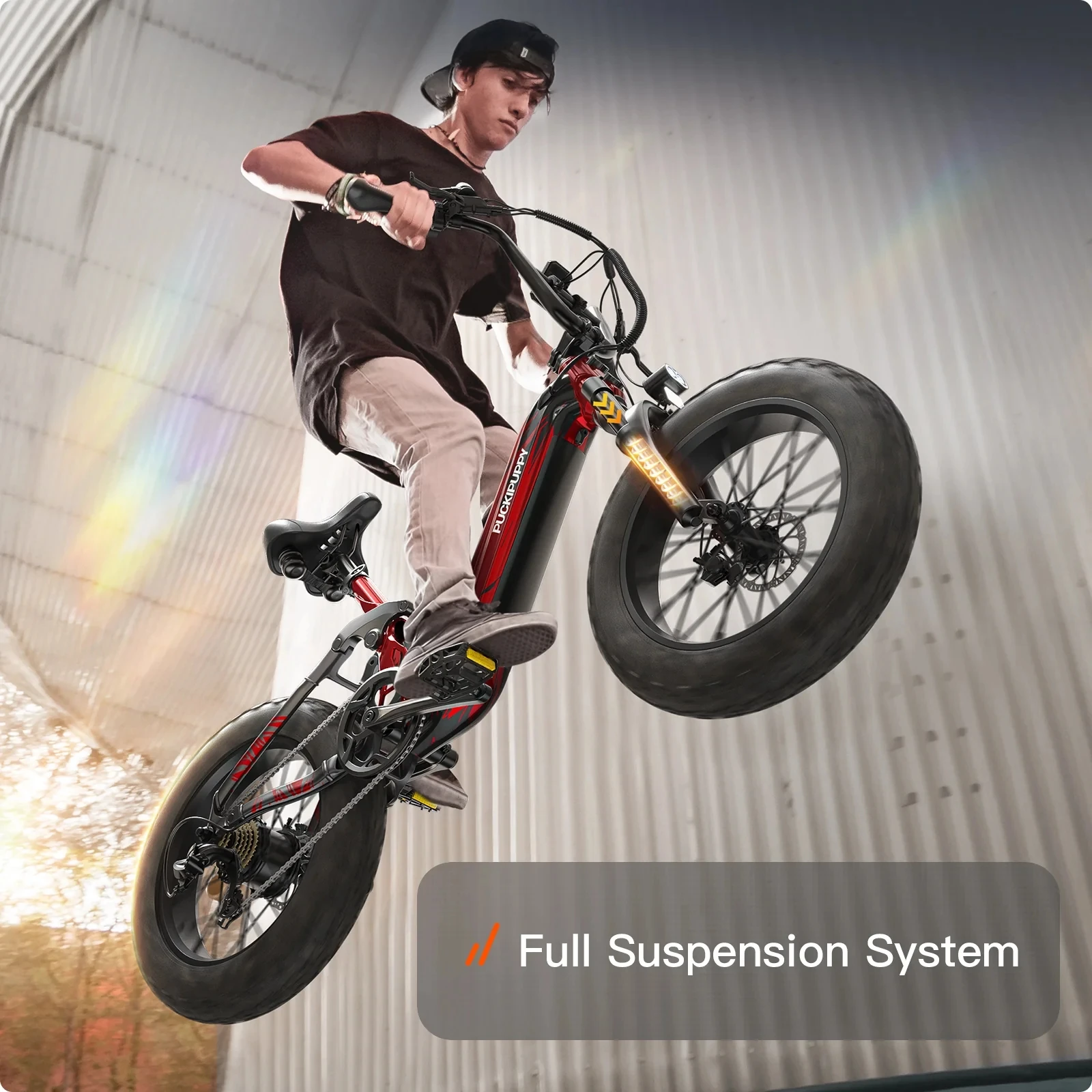 PUCKIPUPPY دراجة كهربائية جبلية Ebike 20 ''الدهون الإطارات 7 سرعة للبالغين 960 واط 48 فولت 20 أمبير بطارية تعليق كامل دراجة كهربائية