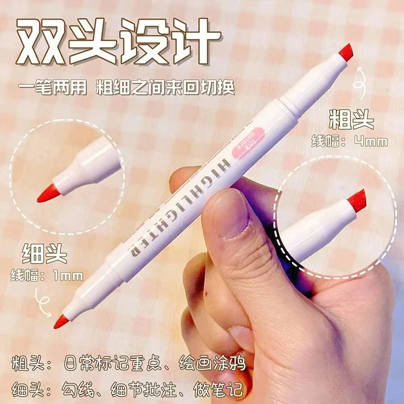 

35 Colors Highlighter Pen Set Dual Tip Marker Pens Fluorescent Coloring Journaling Pastel Papeleria Kawaii Stationery Marcadores