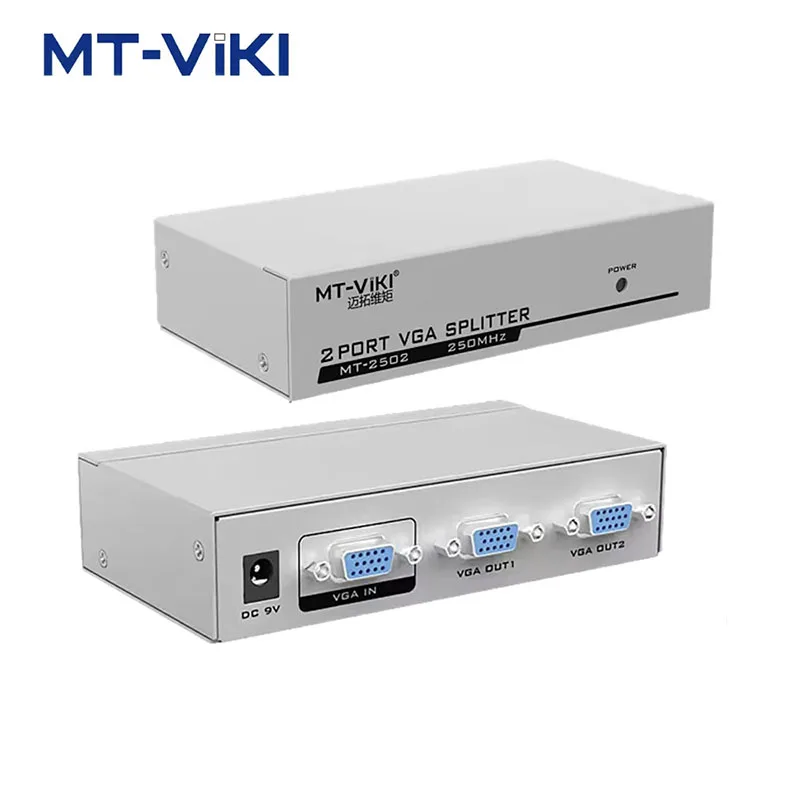 MT-VIKI 2 Port VGA Splitter 1 In 2 Out Distributor 2 Monitore Display Gleiche Bild Synchron Hohe Auflsung Bandwidth MT-2502