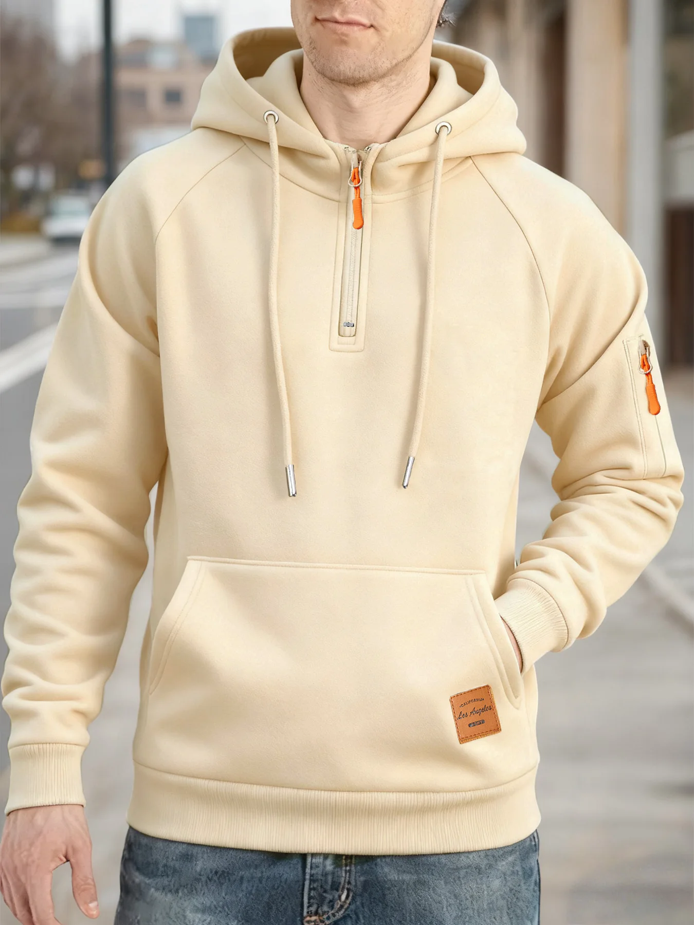 جديد 2025 سترة رجالية بغطاء للرأس للخريف سترة رياضية غير رسمية بقلنسوة ريترو هاراجوكو بأكمام طويلة نصف سحاب ملابس خروج فضفاضة متعددة الجيوب #6