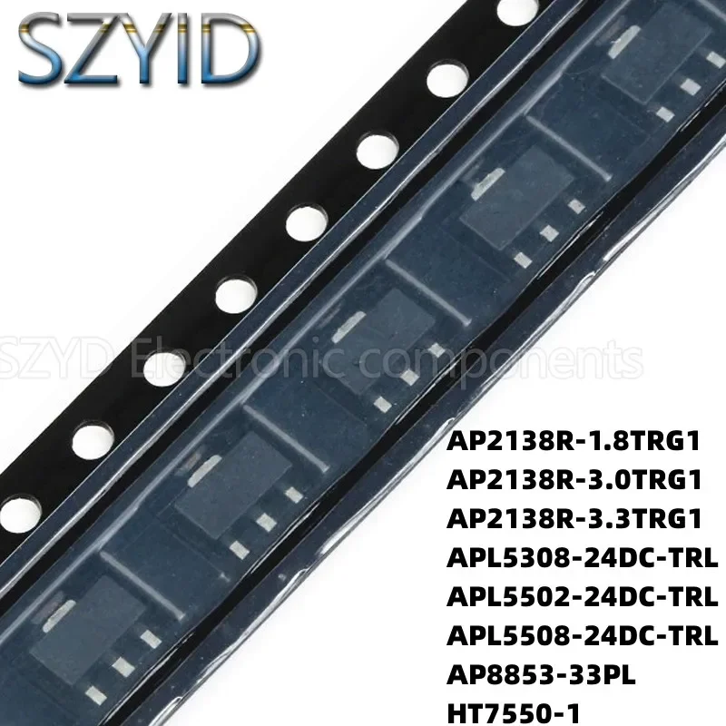 100PCS SOT89 AP2138R-1.8TRG1 AP2138R-3.0TRG1 AP2138R3.3TRG1 APL5308-24DCTRL APL5502-24DCTRL APL550824DC-TRL AP8853-33PL HT7550-1