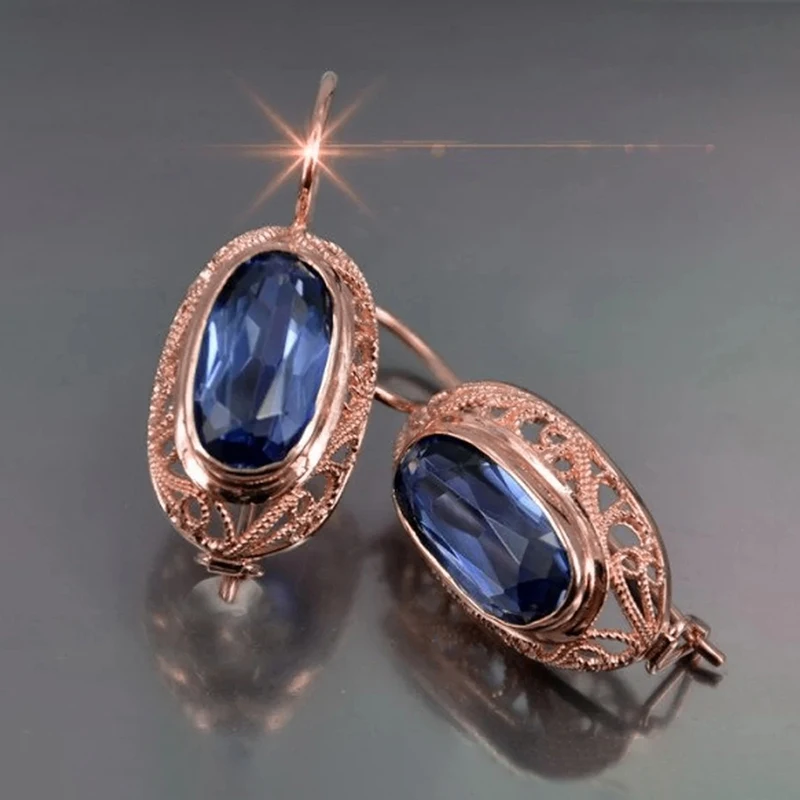 Huitan einfache elegante blau/rot cz baumeln Ohrringe für Frauen Luxus Braut Hochzeit Ohrringe Jubiläum Party Temperament Schmuck