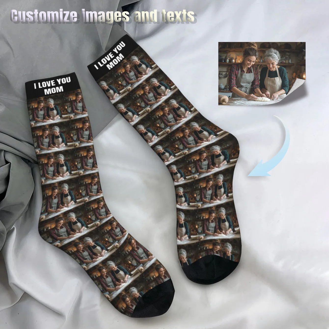 Customized photo socks  Unisex custom socks  Personalized patterned socks  Interesting image and text socks  Customized socks