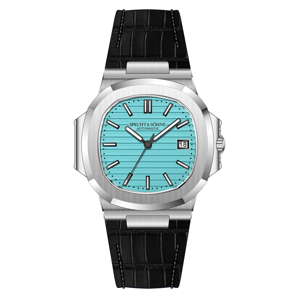 Specht&Sohne Neue klassische 5711 Herrenuhr Roségold automatische mechanische Uhren echtes Leder Saphirglas Reloj Hombre 6