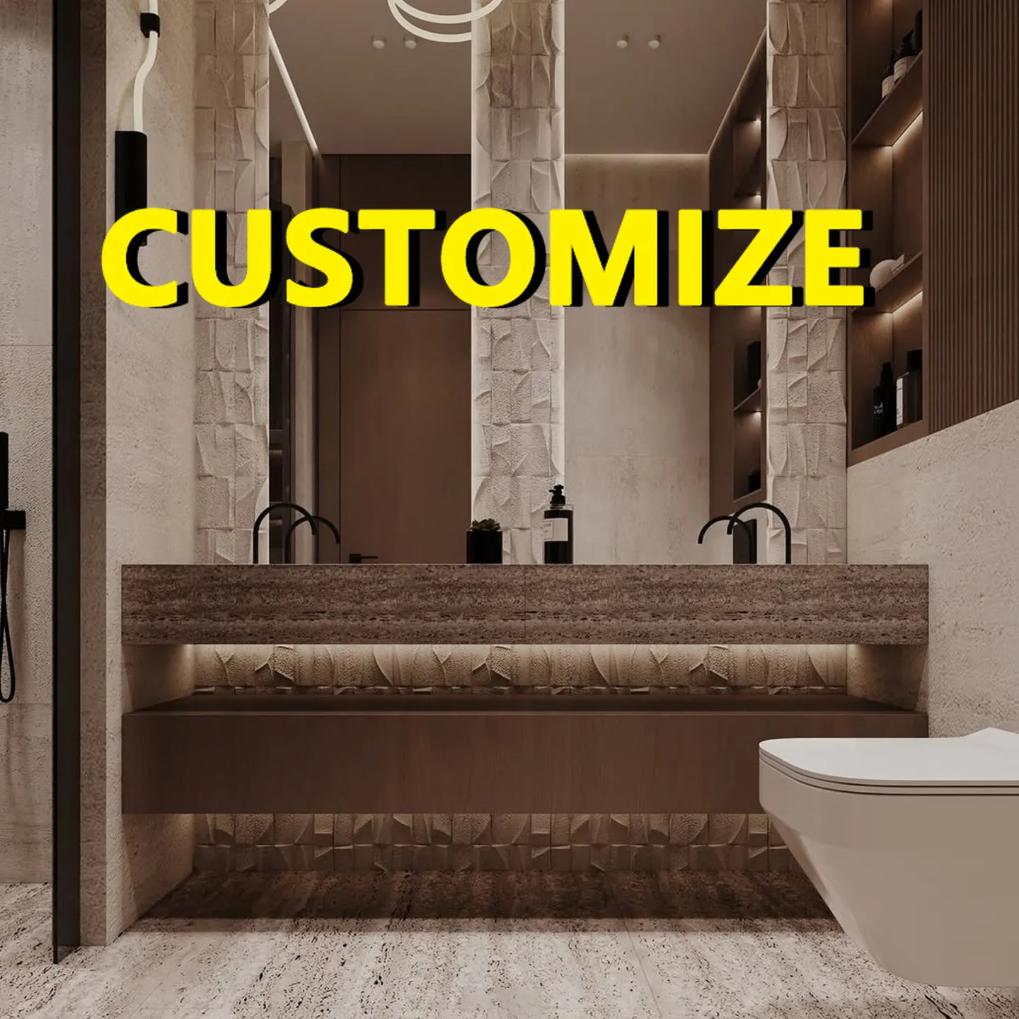 Any Size Custom Wabi Sabi Natural Travertine Marble Sink Seamless Floating Basin Waterproof Stain Proof Multi Stone Options Bath