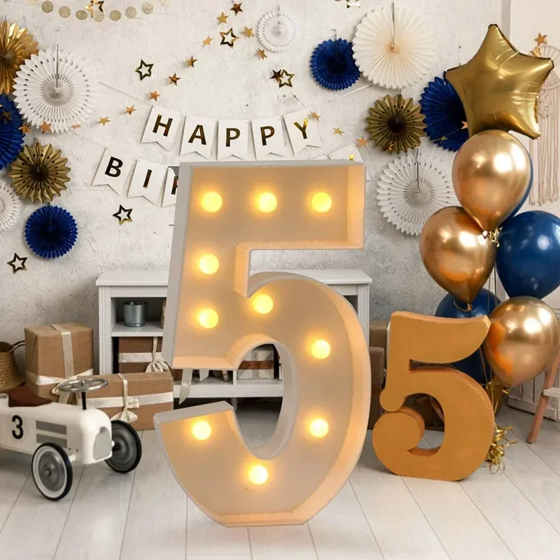 73 سنتيمتر الشكل العملاق بالون ملء صندوق مع أضواء 1st بالونة عيد ميلاد عدد 40 50 60 إطار بالون الزفاف ديكور استحمام الطفل