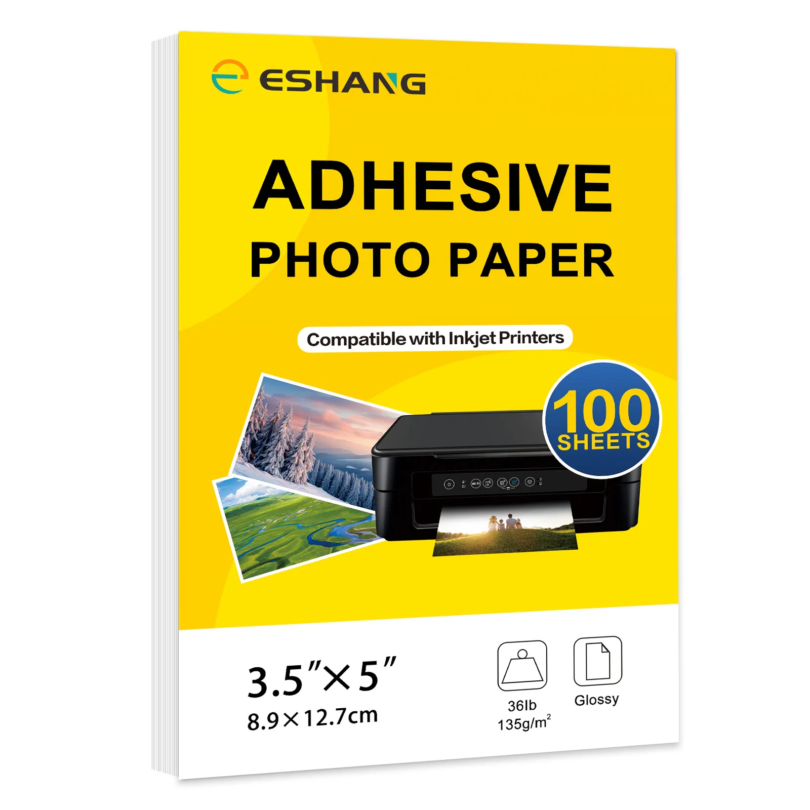 3.5x5 في 135 GSM 100 ورقة قابلة للطباعة لامعة ملصق ورق طباعة ورقة كاملة النافثة للحبر ورق طباعة الصور ذاتية اللصق